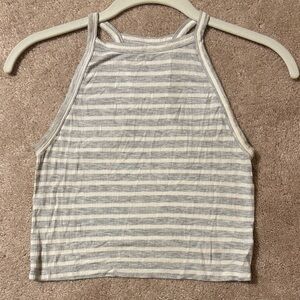 Striped High Neck Crop Top